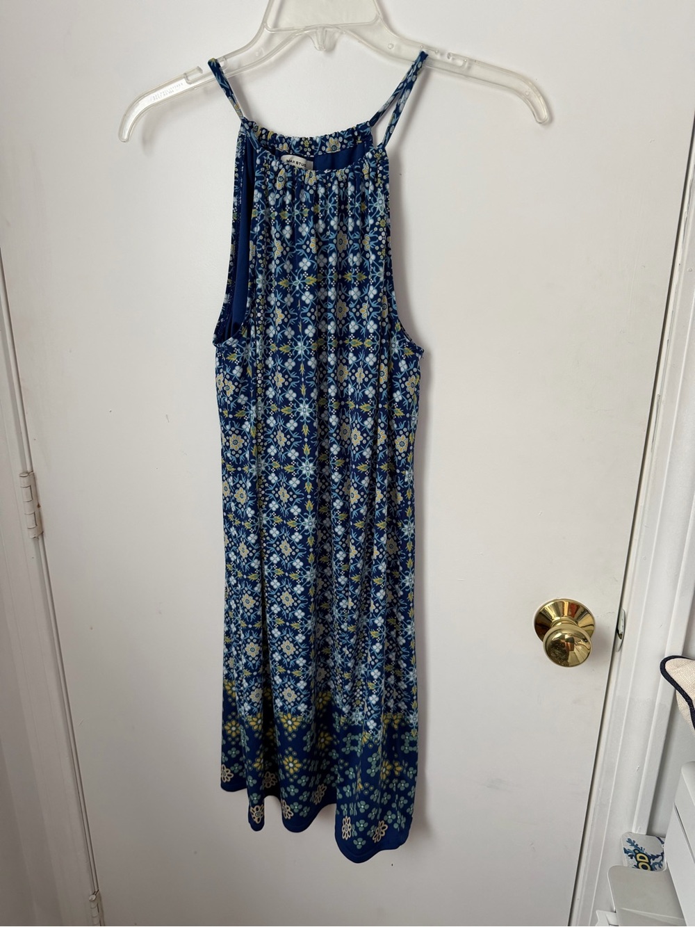 Max Studio Blue Patterned Halter Mini Dress